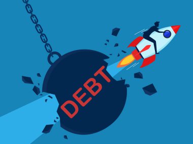 Borç sorunlarını çöz. İşadamı borcunu vektörle açıyor