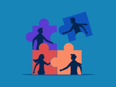 Takım olarak çalışarak sorunları çözeriz. Yapboz vektörünü bağlayacak yeni işadamı