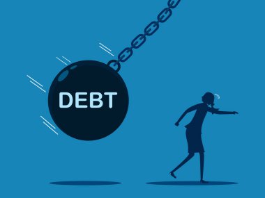 Borç sorunları. İş kadını borç topundan kaçıyor.