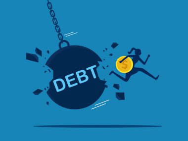 Rezerv fonları. Bozuk para tutan kadın borç topuna çarpıyor.