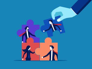 Takım çözümü. Yapboz vektörünü bağlayacak yeni işadamı