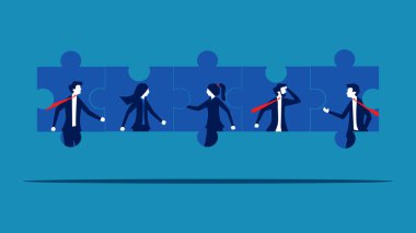 İnsan kaynaklarını destekleyin. Bir iş ekibi vektörünün yapbozunu tamamlamak