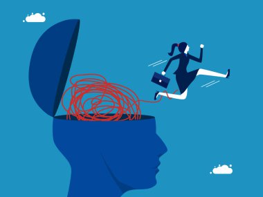 Depresyondan çık. İş kadını onun karmaşık beyin taşıyıcısından kaçtı