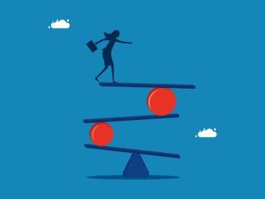 Denge vektöründe duran profesyonel bir kadın.