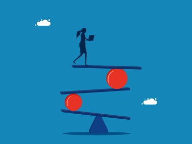 Yaşam dengesini yönet. Dengeli ölçekte bir kadın