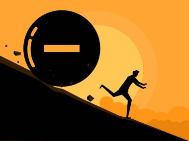 Olumsuz düşüncelerden kaçının. vektör illüstrasyonu