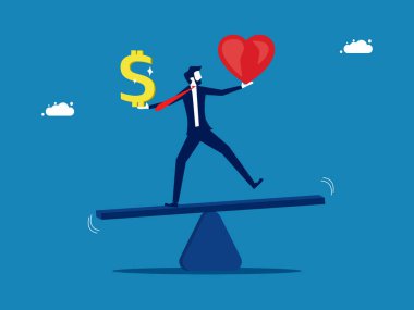 İş hayatı dengesi. Para ve kalp vektörünü dengeleyen tahterevalli