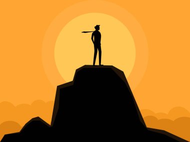 Kendine güvenen liderler dağ vektörünün tepesinde dururlar.