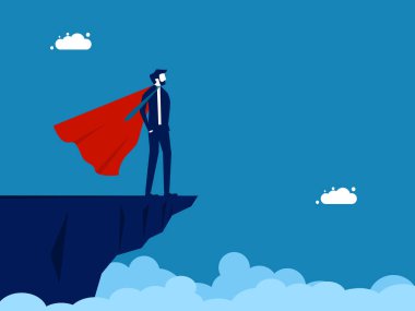 Nihai lider. Cesur iş kahramanı uçurumun kenarında duruyor.