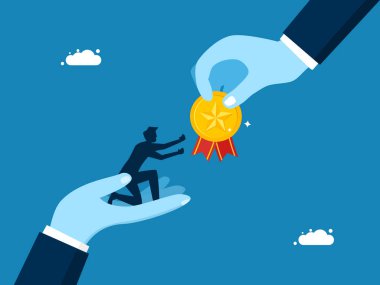 Onur başarısı. İş adamına yıldız madalya vektörü verildi