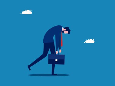 İşsizim. Elinde evrak çantası olan işadamı üzgün bir şekilde yürüyor. vektör