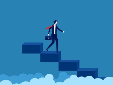 Şirketin CEO 'sundan istifa etmek. İşadamı başarılı olduktan sonra merdivenlerden indi. vektör
