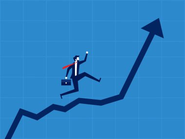 Kâr etmek için. Grafik artışında iş adamlarının keyfi yerinde. vektör
