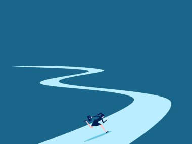 Hırs. İş kadınları iş fırsatları yolunu takip eder. vektör