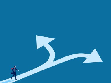 Kariyer yolunu seç. Yoldaki adam ok vektörü gibi ikiye ayrılıyor.