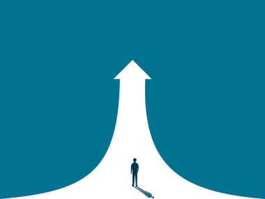 İş adamları profesyonel büyüme yolunda yürür. Başarı vektörü kavramı