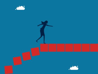 Bir adım daha tamamlandı. İş kadını blok vektöründe yürüyor