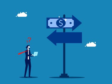 businessman decides on a way to earn money vector
