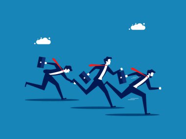 Effort to win. Competing businessmen work quickly with their best efforts. vector