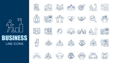 İş Lineer simgesi koleksiyonu. Takım, liderlik, atölye, konferans. Düzenlenebilir vuruş vektörü illüstrasyonu