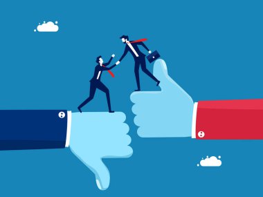 Destek. İş arkadaşlarının gelişmesine yardım et. vektör illüstrasyonu