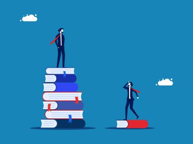 Eğitimsel eşitsizlik. Bir yığın kitap vektöründe iş adamı