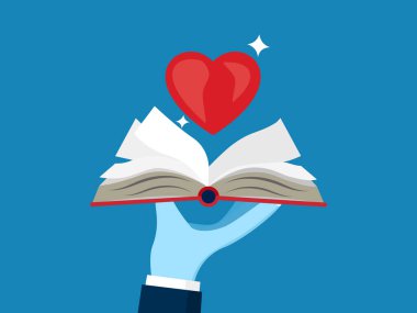 İlham için okuyorum. Bir kitap aç ve kalp vektörü bul
