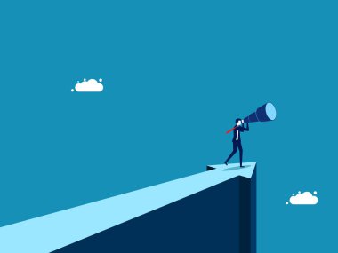 Öngörü, liderlik. İş adamı ve dürbün vektörü