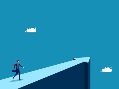 Büyüme vizyonu kavramı. İşadamı ok yolunda ilerliyor. vektör illüstrasyonu