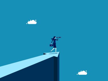 Büyüme vizyonu konsepti. İş kadını ve dürbün vektörü