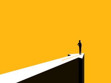 Hırslı, objektif. İşadamı ok yolunda ilerliyor. vektör illüstrasyonu