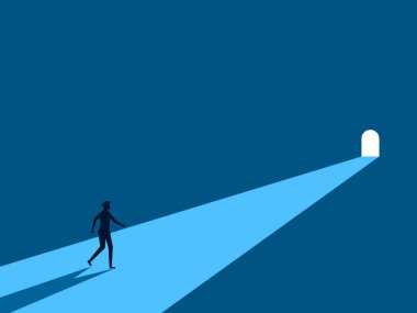 Fırsat. İşadamı çıkışta ışık buluyor. vektör illüstrasyonu