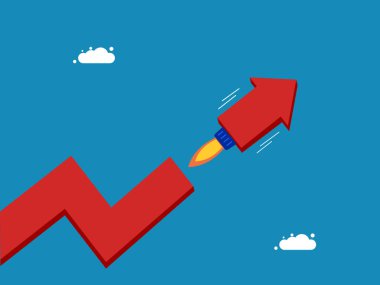Hemen geliştirin. Roket büyüme grafik vektörü