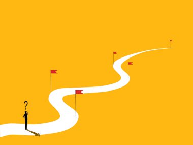 Motivasyon arzusu. Önünde uzun bir yol var. Yeni fikir vektörü