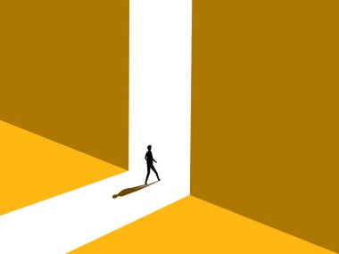 İşten çıkıyorum. İş adamı çıkış kapısı vektörüne yürür