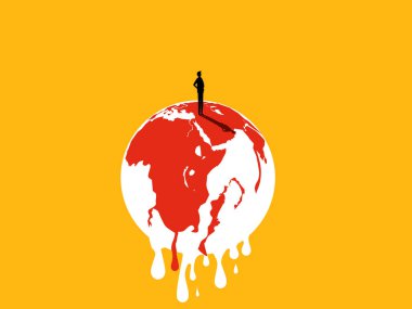 Küresel ısınma Küresel erime vektörü sorununu düşünen bir iş adamı