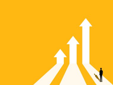 Kâr Artır. Büyüyen Ok vektöründe Duran İşadamı