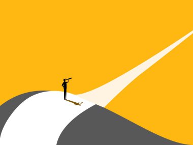 Vizyon Lideri. Fırsat yolundaki bir iş adamı. vektör