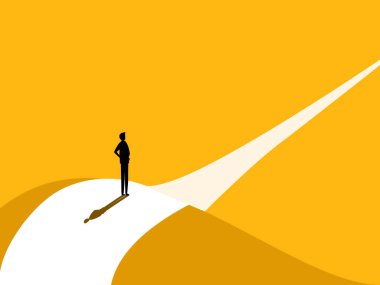 Hırs. Uzun yoldan gelen bir iş adamı. vektör