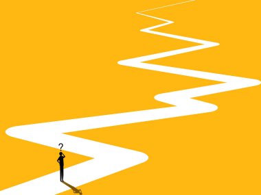 Uzun vadeli sorunlar. Karmaşık bir yolda işadamları. vektör