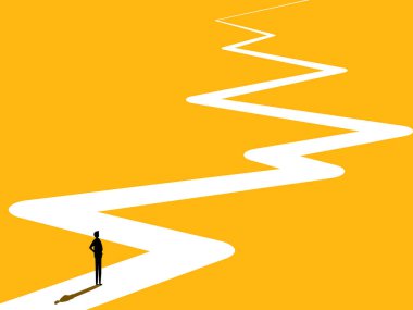 Kariyerini geliştir. Karmaşık bir yolda işadamları. vektör