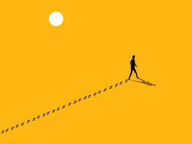 İlham ve Başarı. İş liderleri ayak izlerini takip eder. vektör