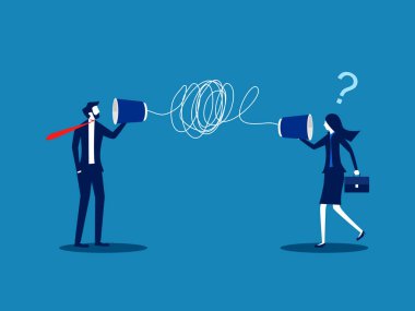 İletişim zayıf. Karışık telefon hatları diğerlerinin kafasını karıştırıyor. vektör