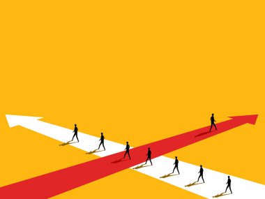 Girişimciler başarıya giden yolda kendi kararlarını vermeli ve ortakları başka bir yola karar vermelidir. vektör