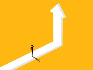 Yeni bir gelişme. Büyüyen oka işadamı karar verir. vektör