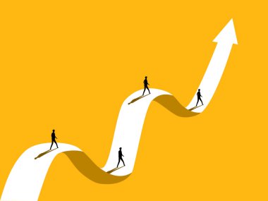 Değişkenlik, Engeller, Rekabet, Başarı Oku üzerinde yürüyen bir grup insan, Vektör