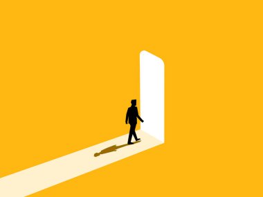 İş adamı başarıya giden yolda yürür. vektör