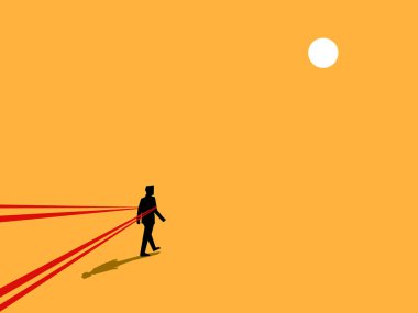 Mücadele et. Sınırlamalar, tuzaklar ya da zorluklar. İş adamları bürokraside sıkışıp kaldı. vektör