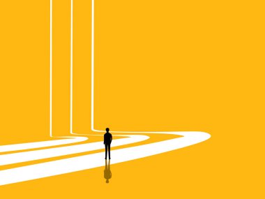 Vizyon. Çeşitli yollardaki iş adamı. vektör