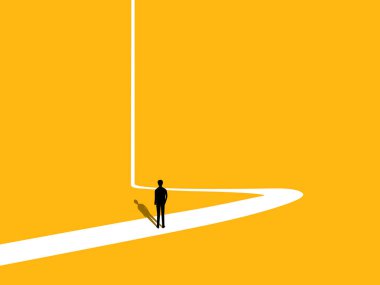 Lider vizyonu. İşadamı önünde uzun bir yol var. vektör